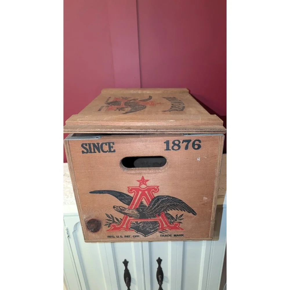 Vintage‎ Budweiser Anheuser Busch Centennial Wooden Beer Crate Box 1876-1976